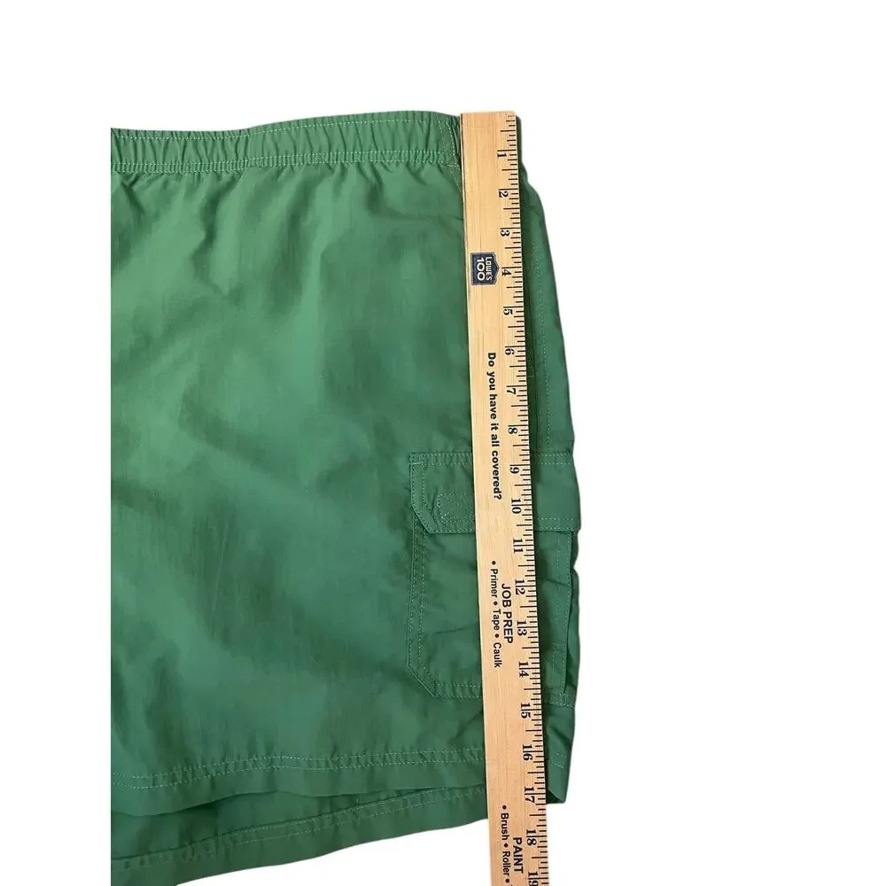 L.L. Bean Cargo Swim Trunks Green Lined Pockets Beach Pool Vacation Resort XL